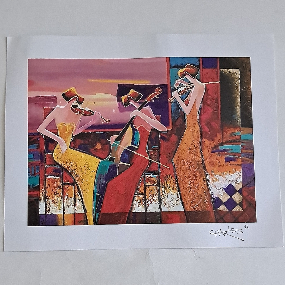 Art Print Horizonal Modern Art Charles Lee Jazz Female Musician Violinists Cello